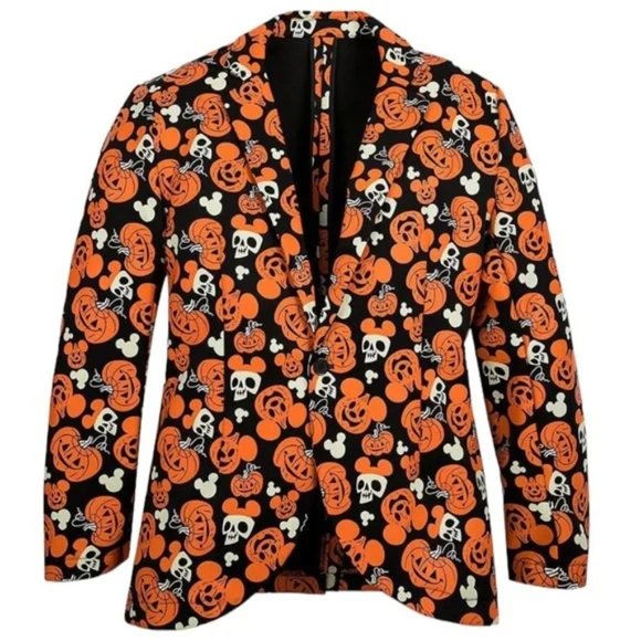 Disney Mickey Mouse Halloween Pumpkin Skull Blazer-Glow-Orange-Black-Medium - Picture 1 of 1